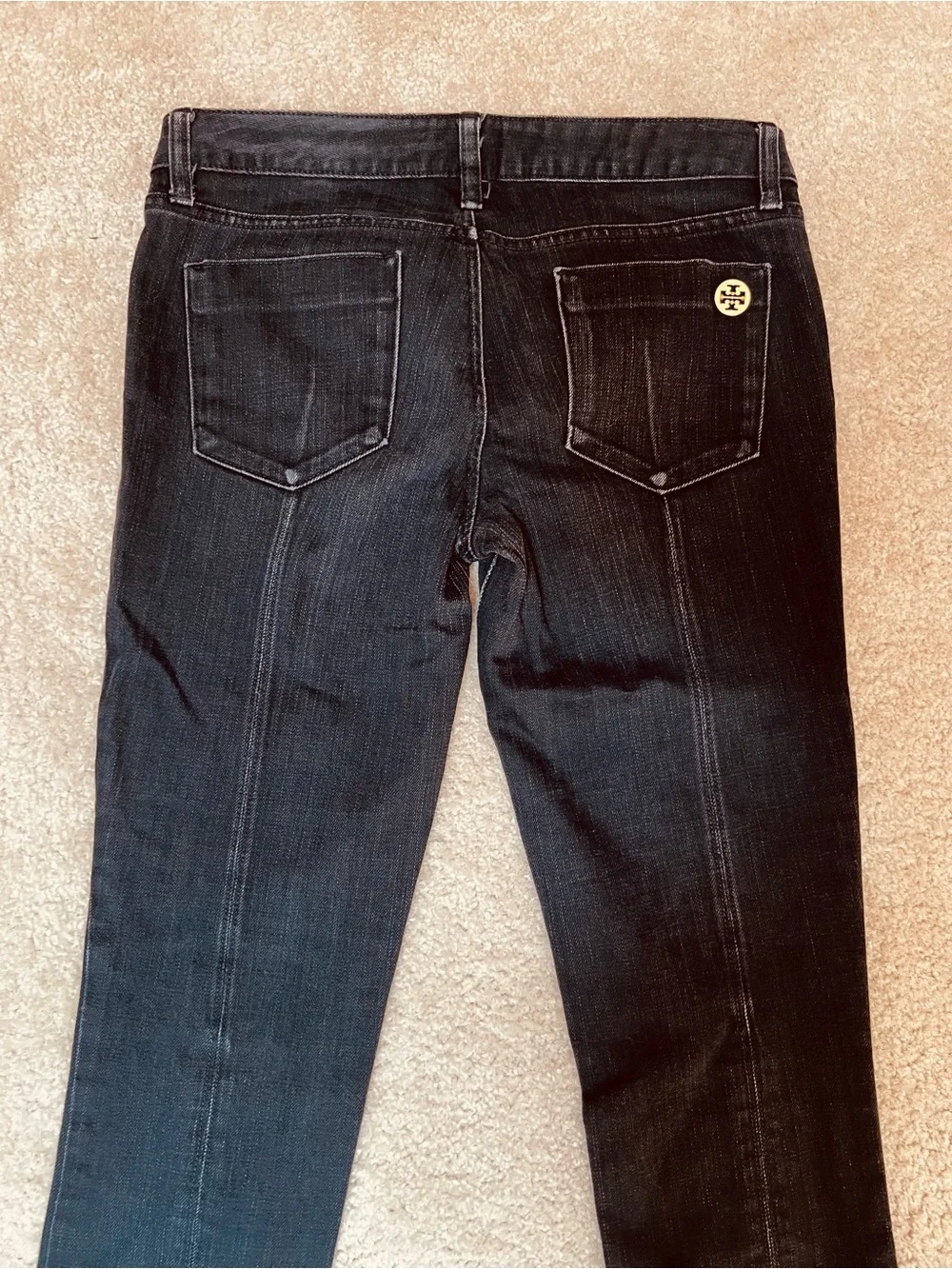 TORY BURCH Vintage Super Skinny Pin-Tuck Dark Wash Jean